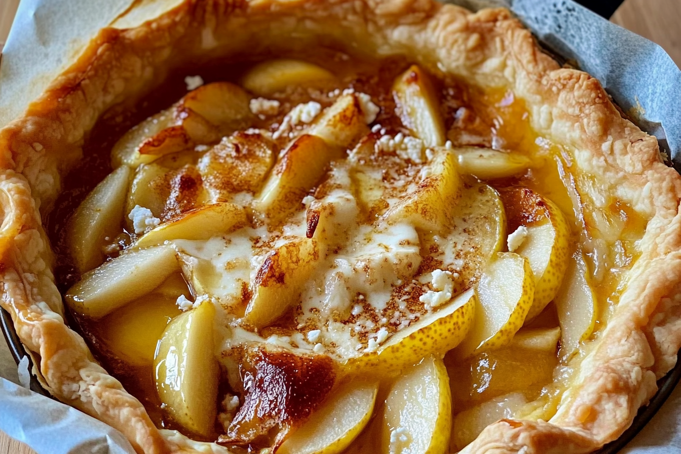 Tarta de peras con queso