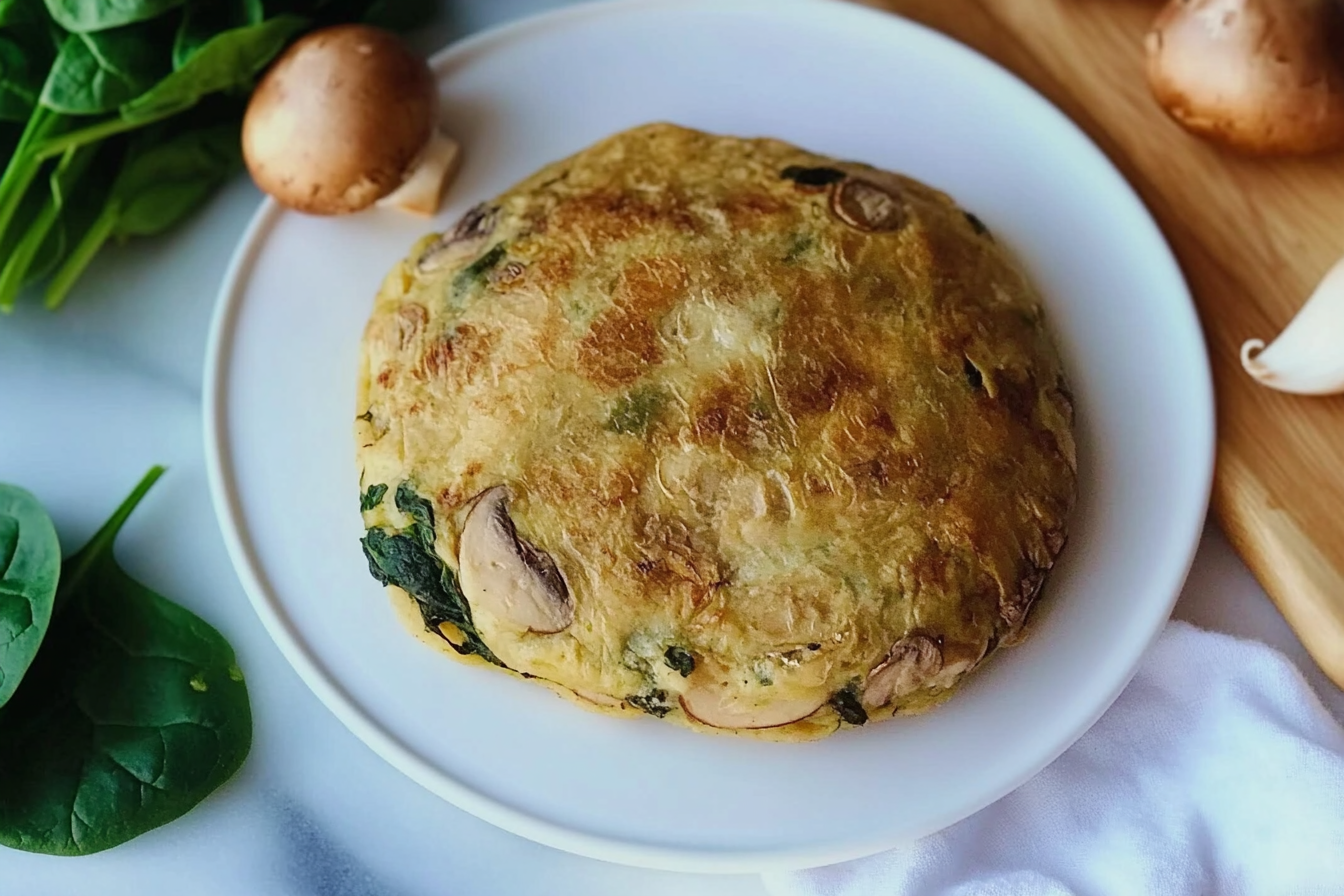 Tortilla de champiñones y espinacas