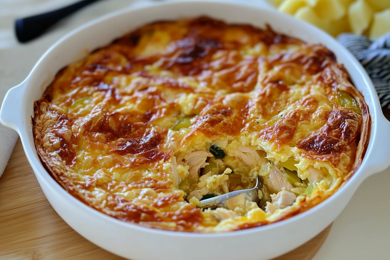 Pastel de pollo y cebolla