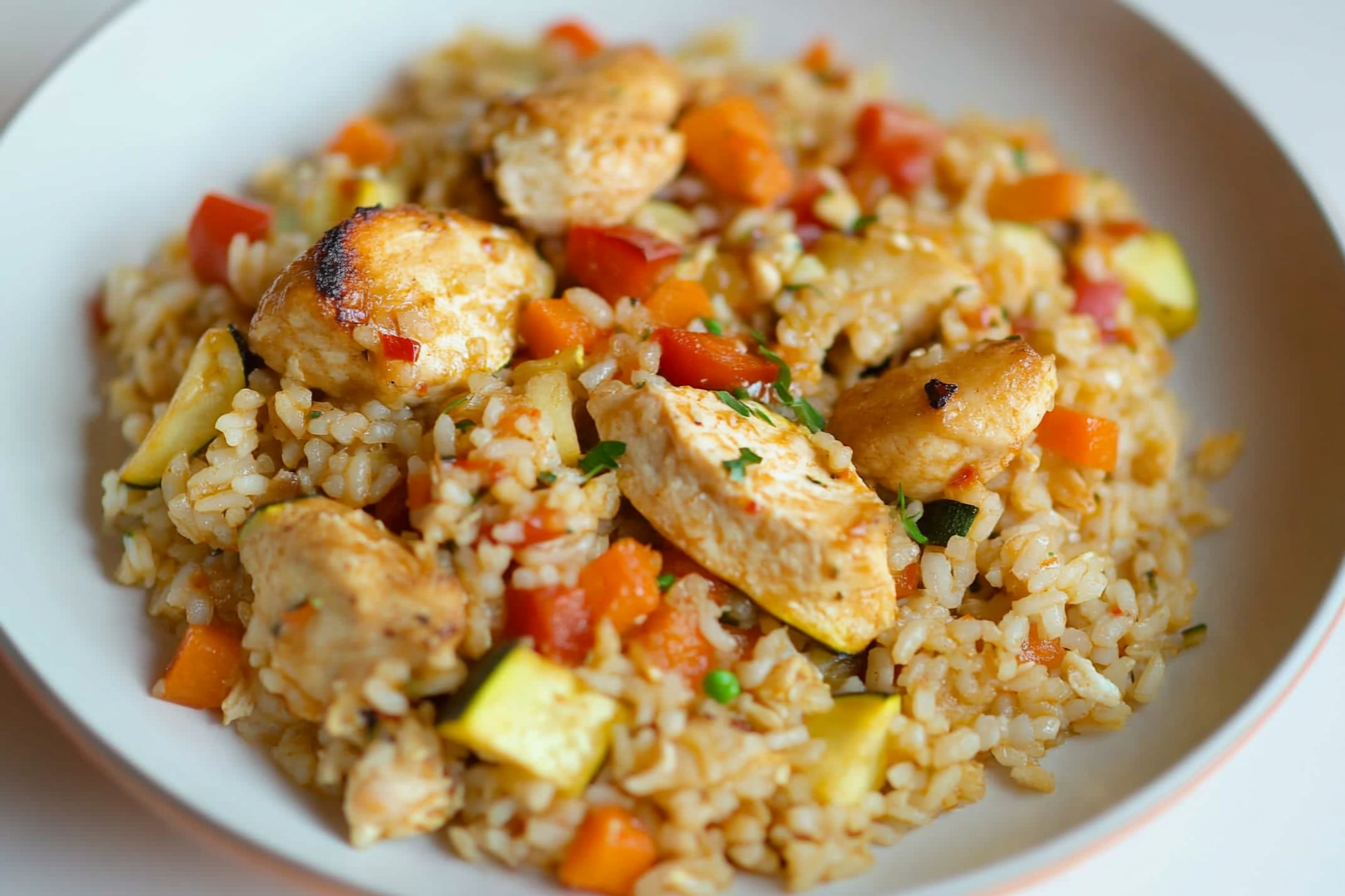Arroz con pollo y verduras