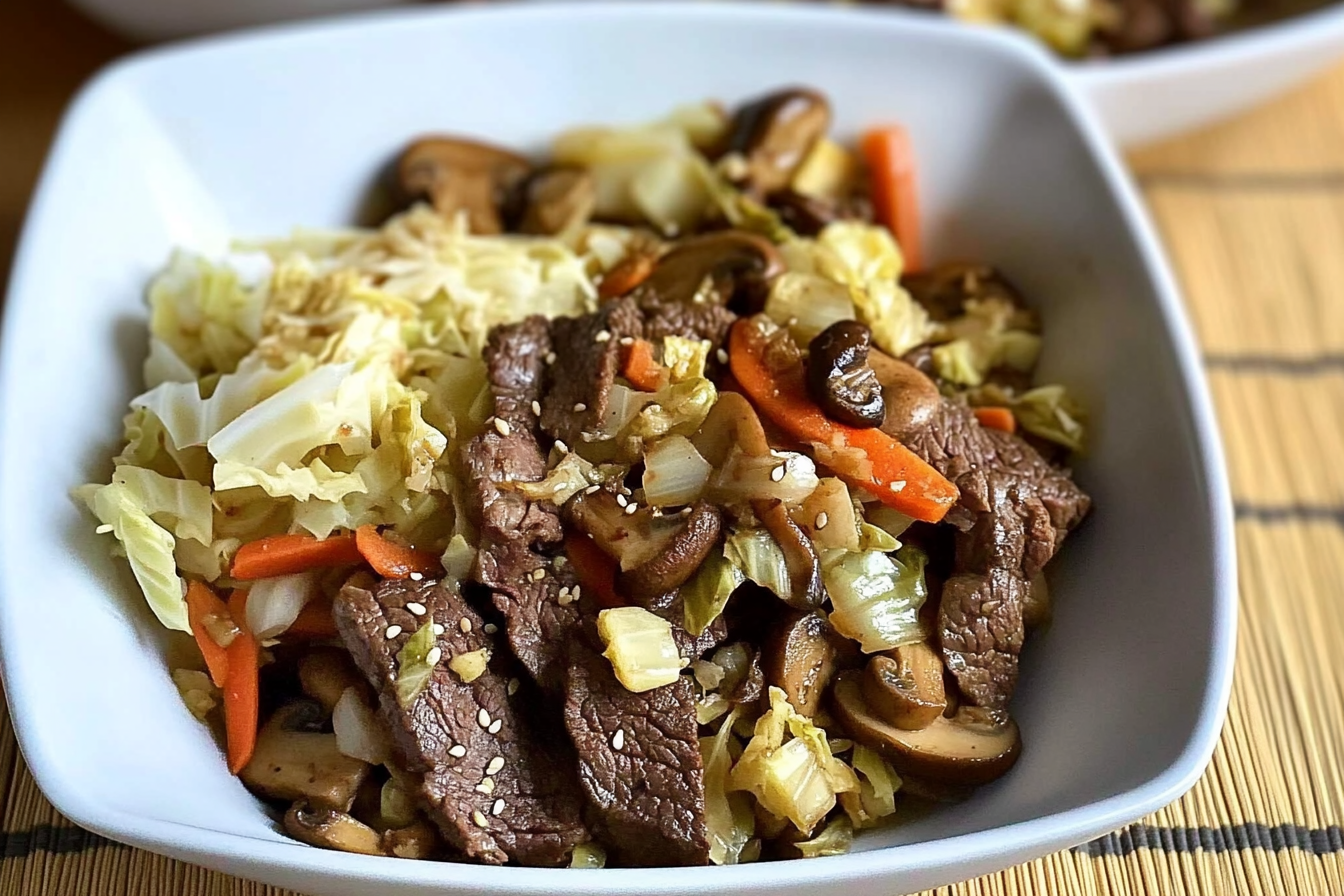 Bowl de ternera con champiñones