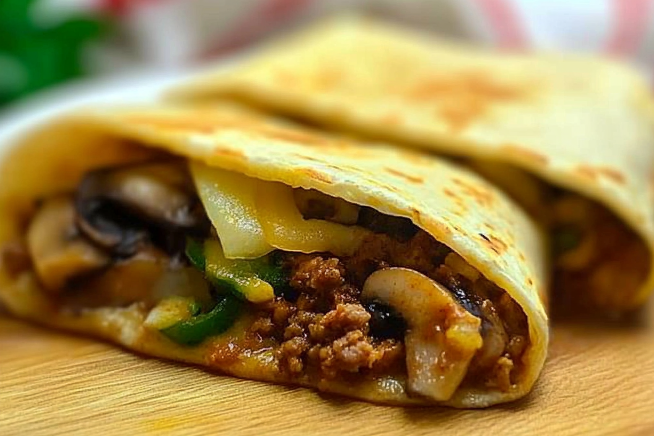 Burritos de carne y champiñones