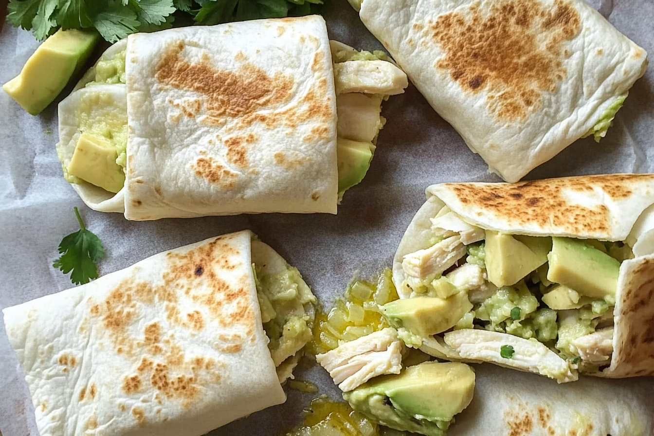 Burritos de pollo y aguacate