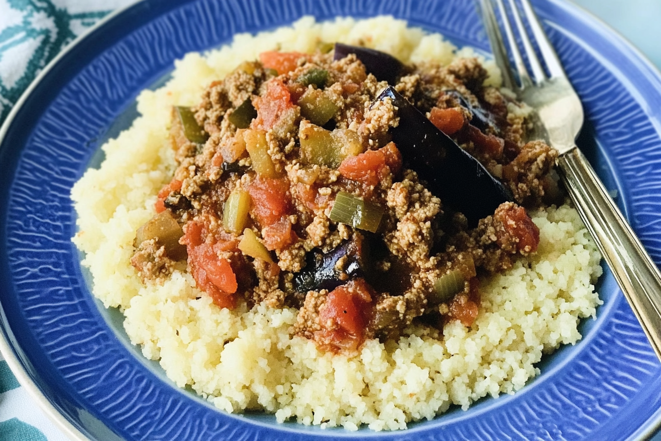 Carne picada con berenjenas