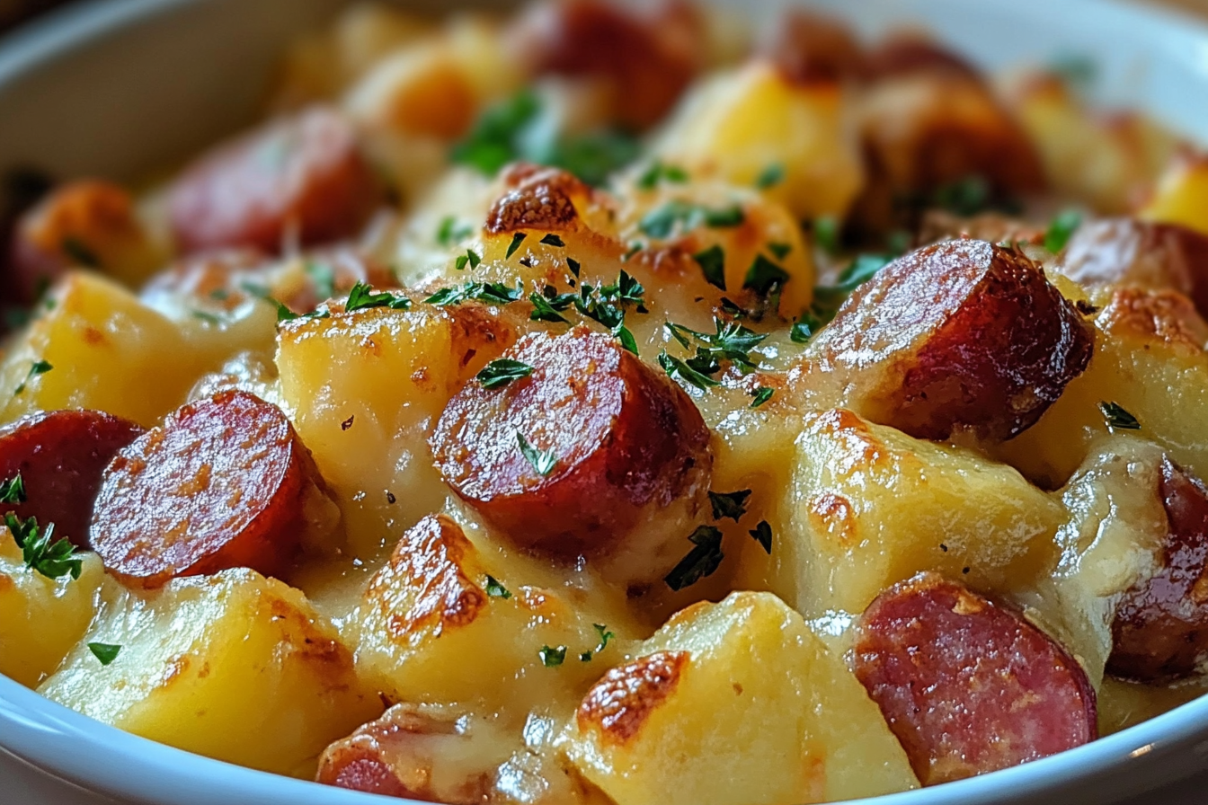 Cazuela de salchicha y papas