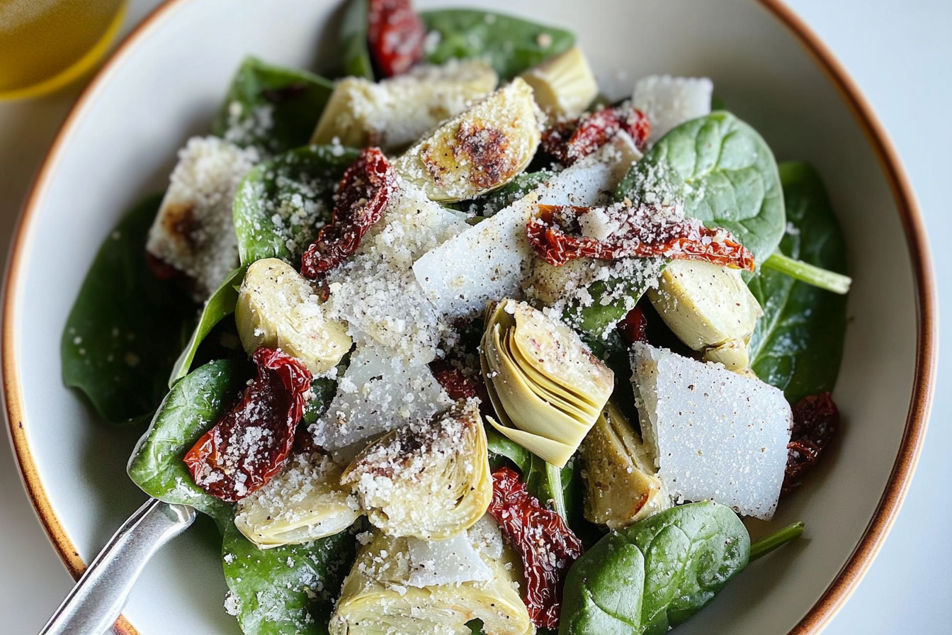 Ensalada de espinacas y alcachofas