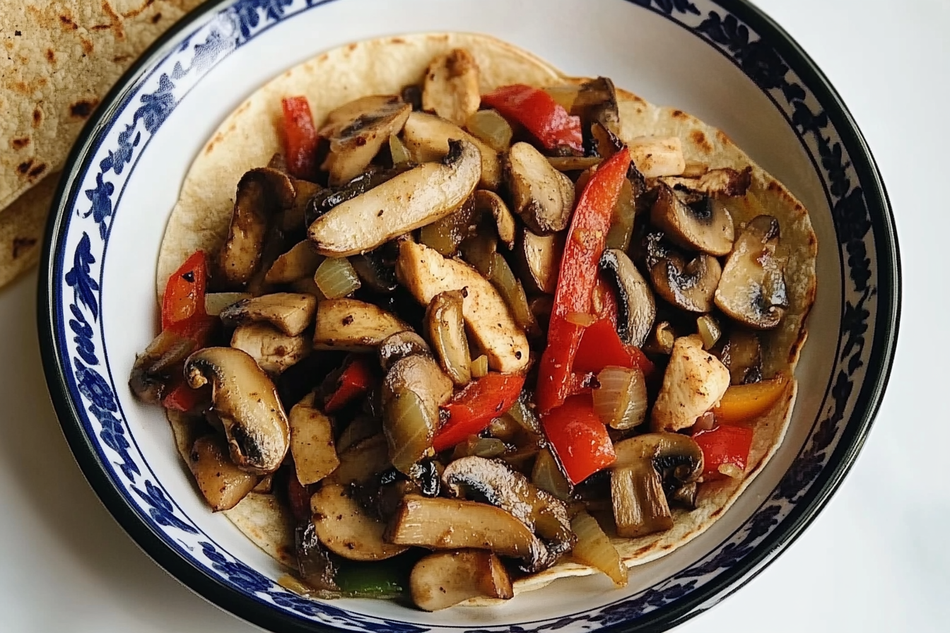 Fajitas de pollo y champiñones