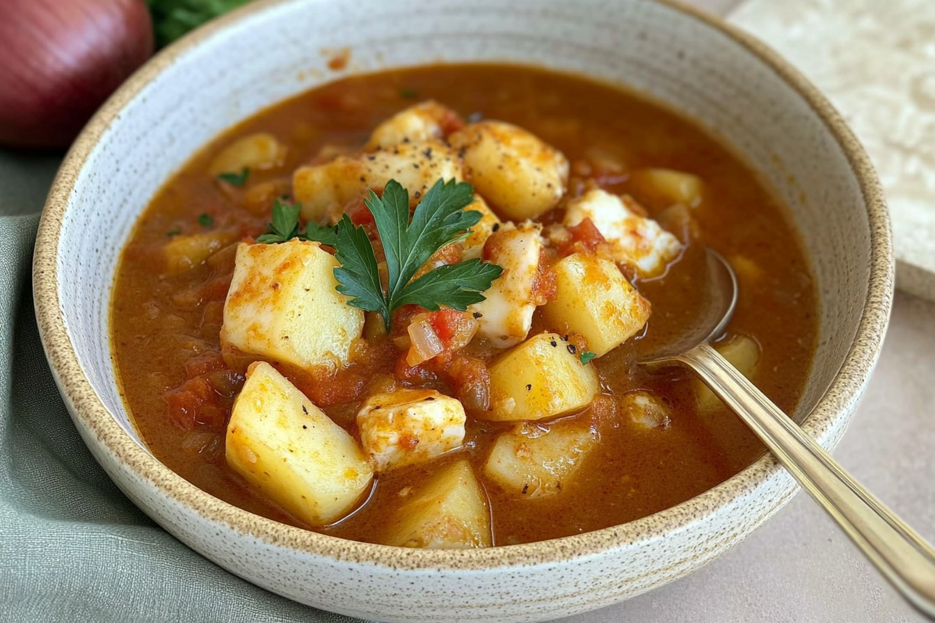 Guiso de patatas con merluza