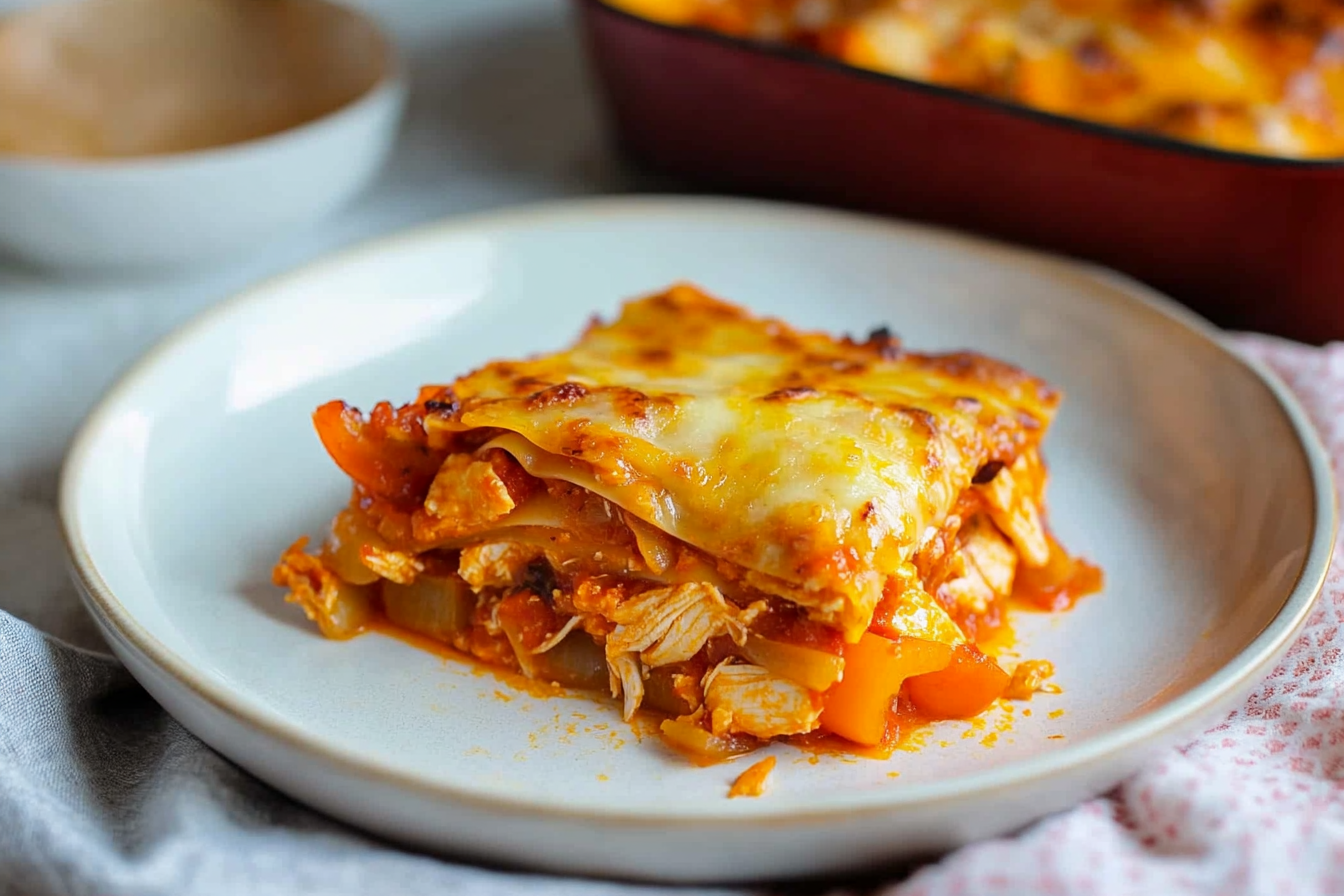 Lasagna de pollo con pimientos