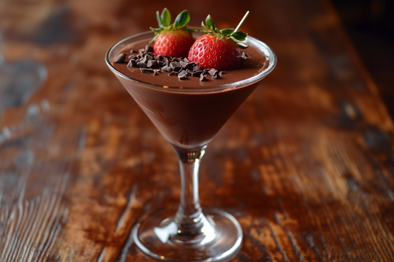 Martini de fresa cubierta de chocolate