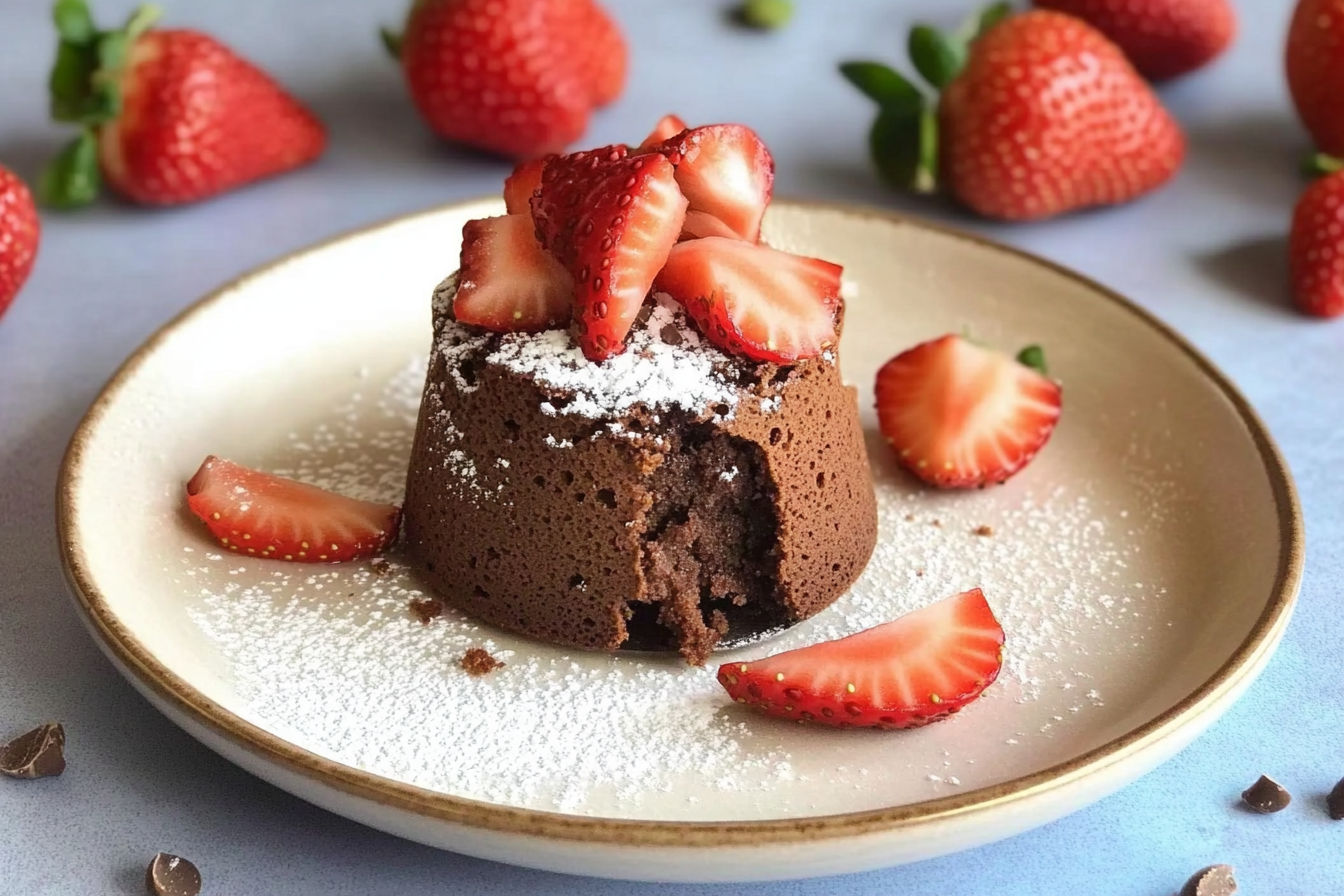Mini bizcocho de cacao y fresas