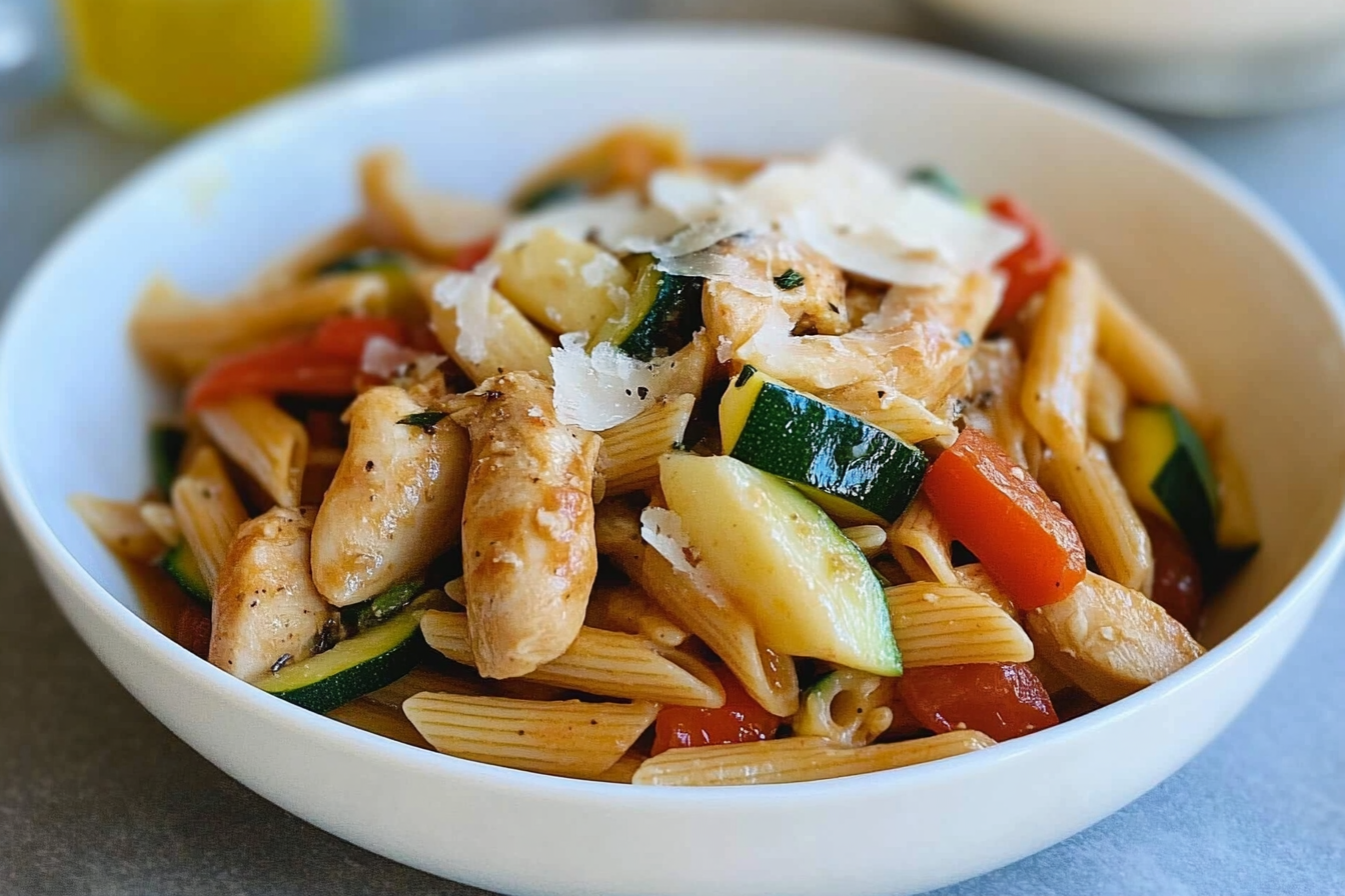 Pasta integral con pollo y verduras