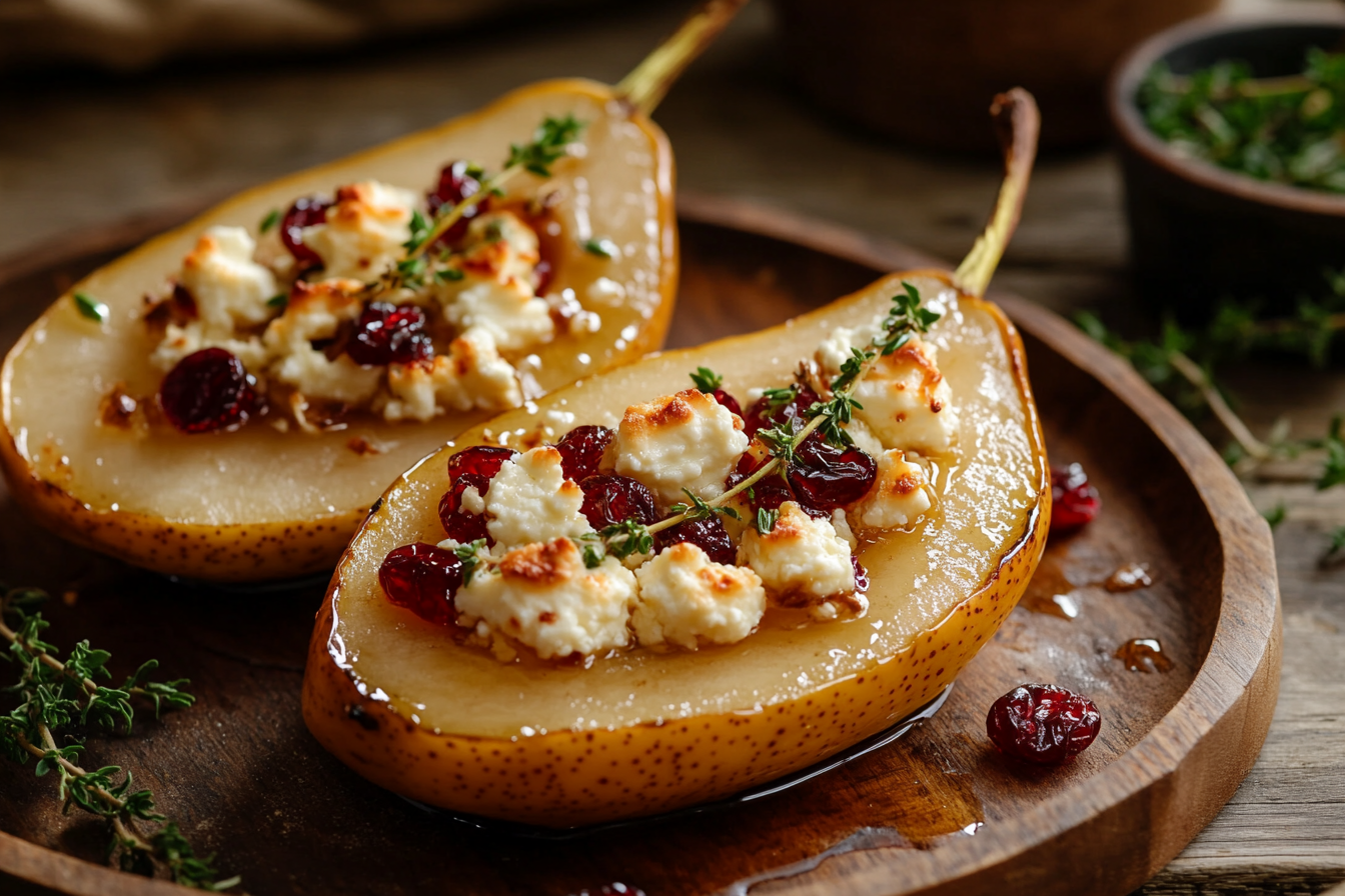 Peras al horno con feta