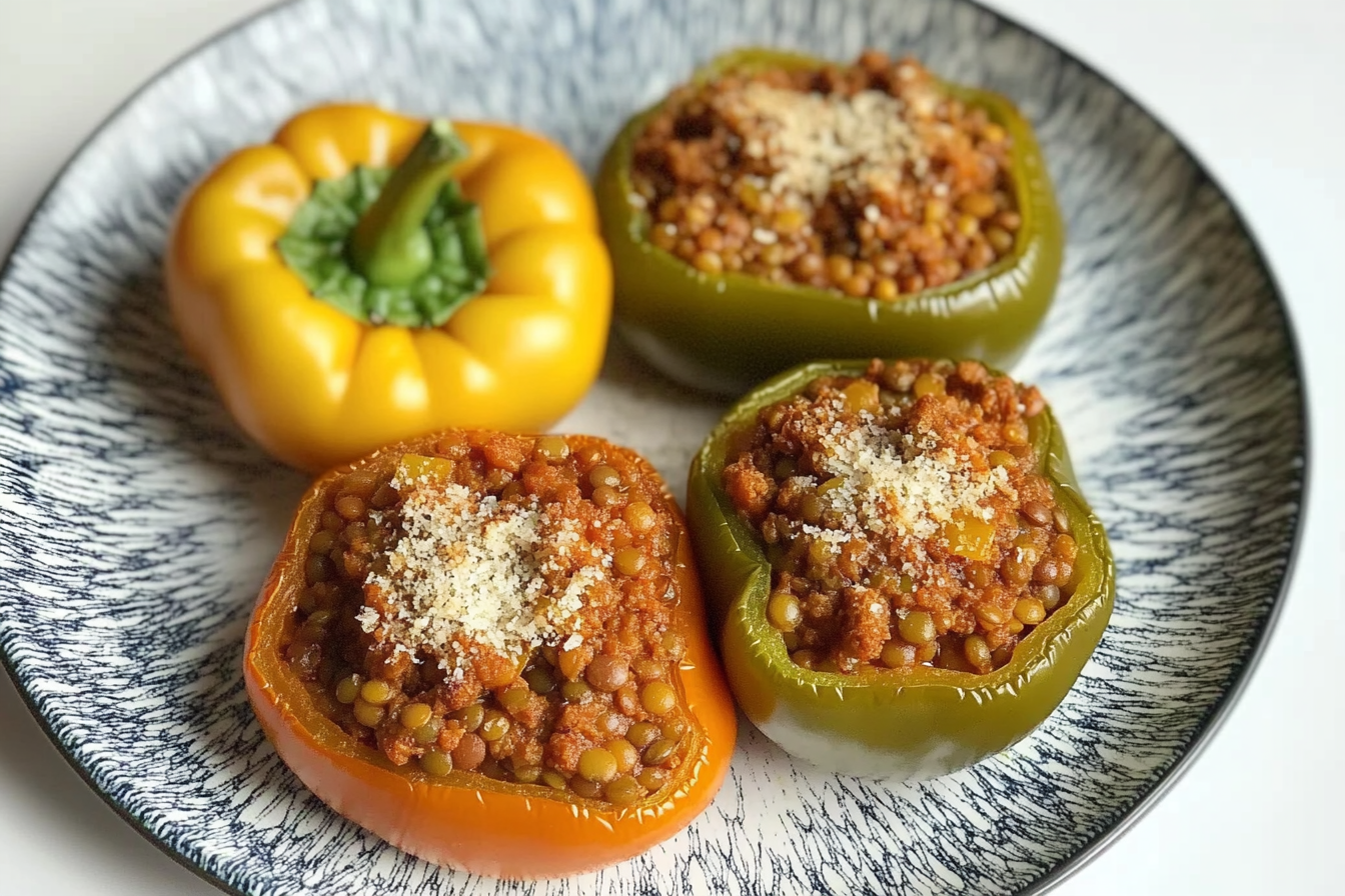 Pimientos rellenos de lentejas