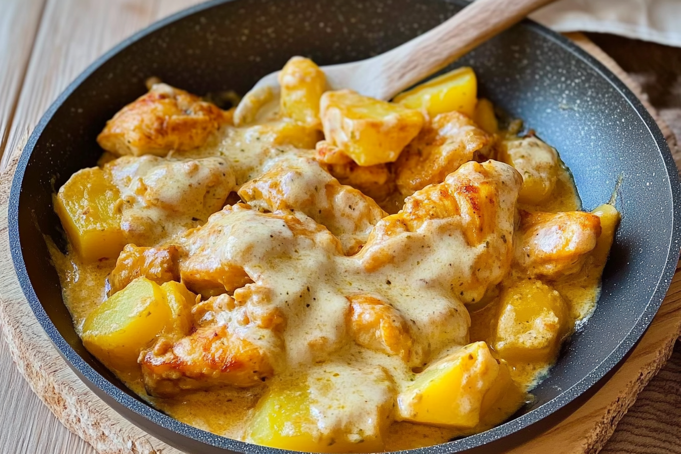 Pollo con patatas en salsa