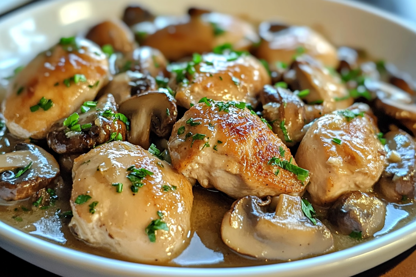 Pollo fácil con salsa de champiñones