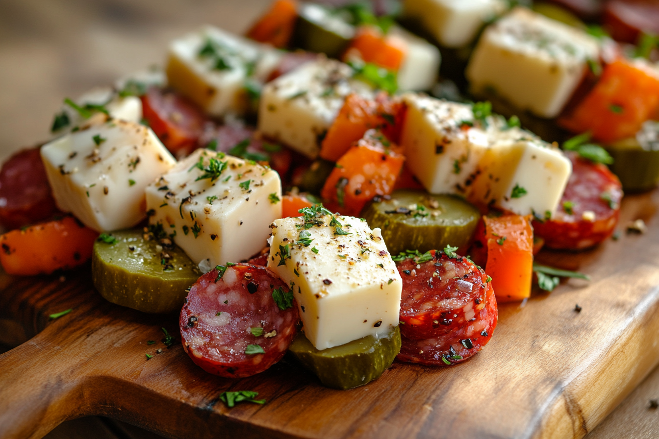 Queso Marinado con Salami