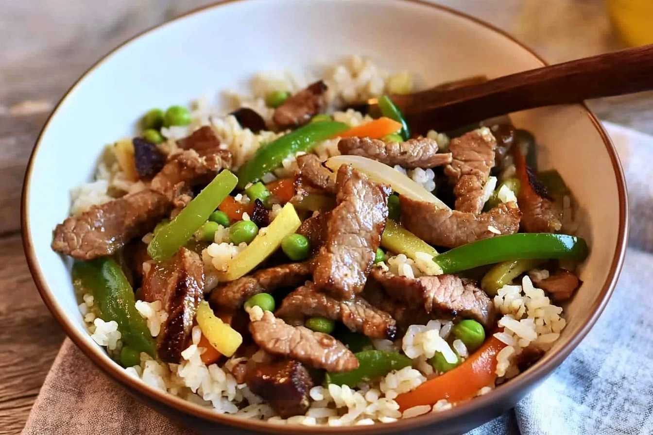Salteado de arroz con ternera