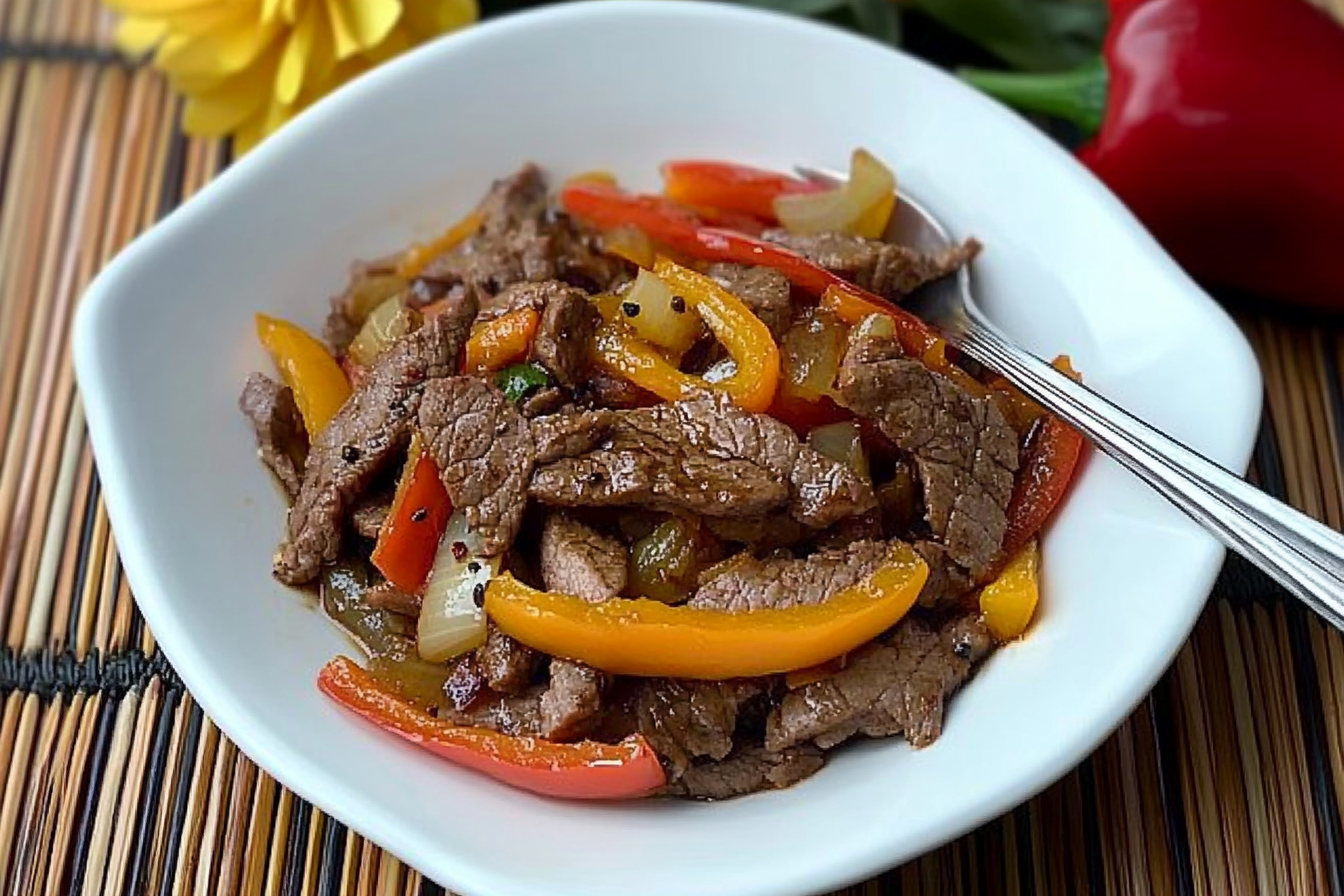 Salteado de ternera con pimientos