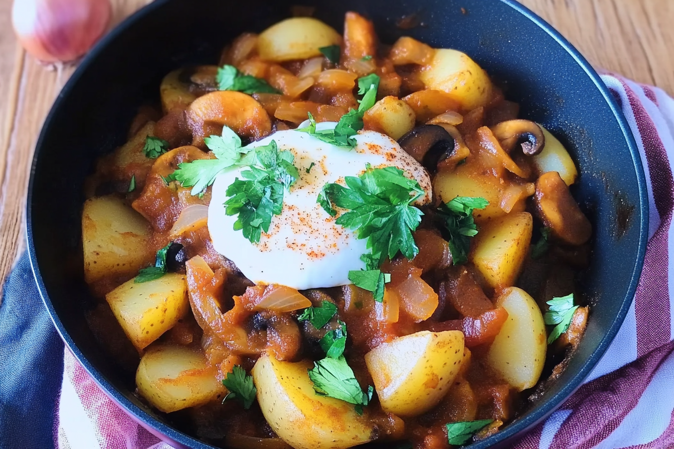 Salteado picante de champiñones y patatas