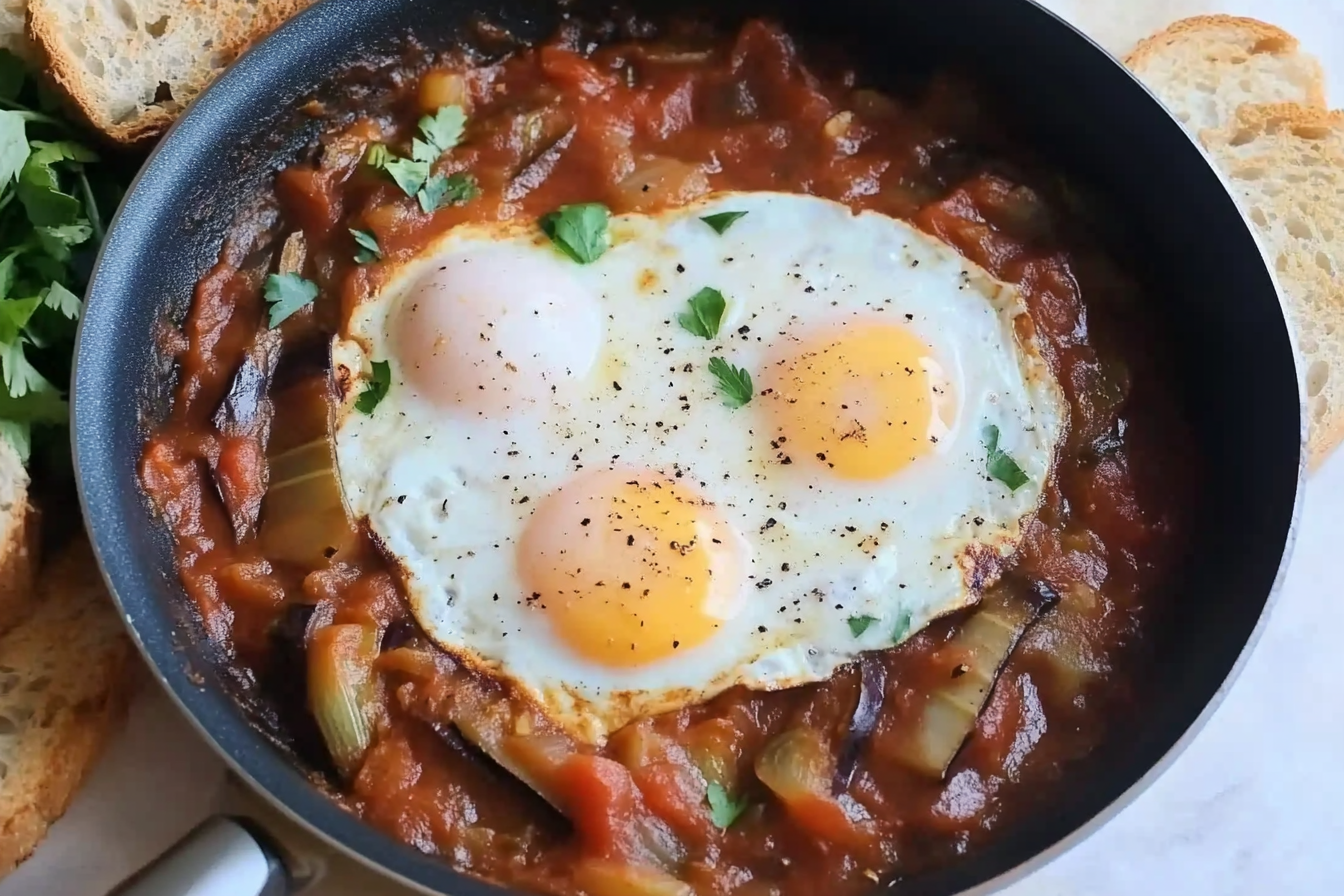 Sartén de berenjenas con huevos