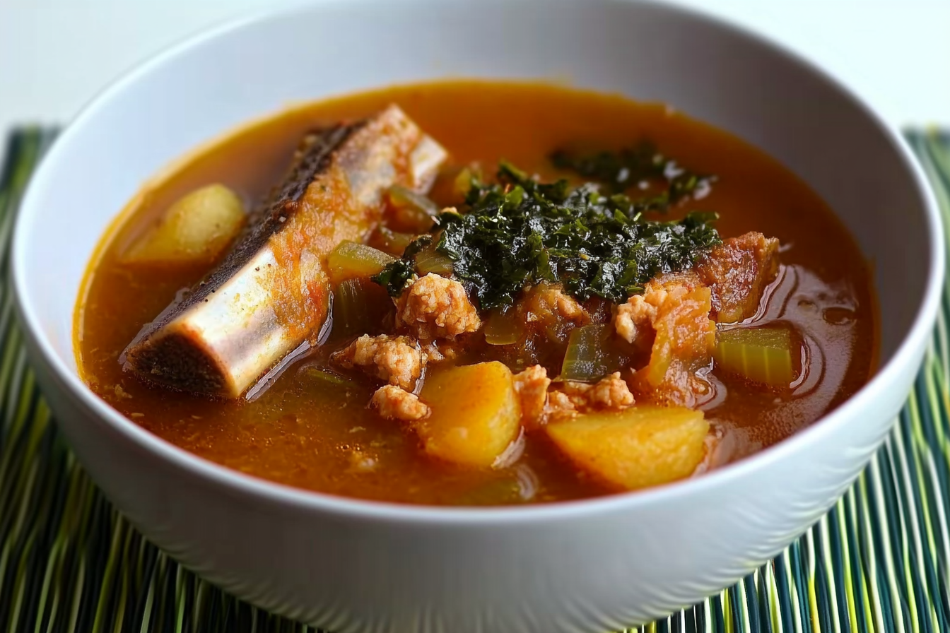 Sopa de verduras y costilla