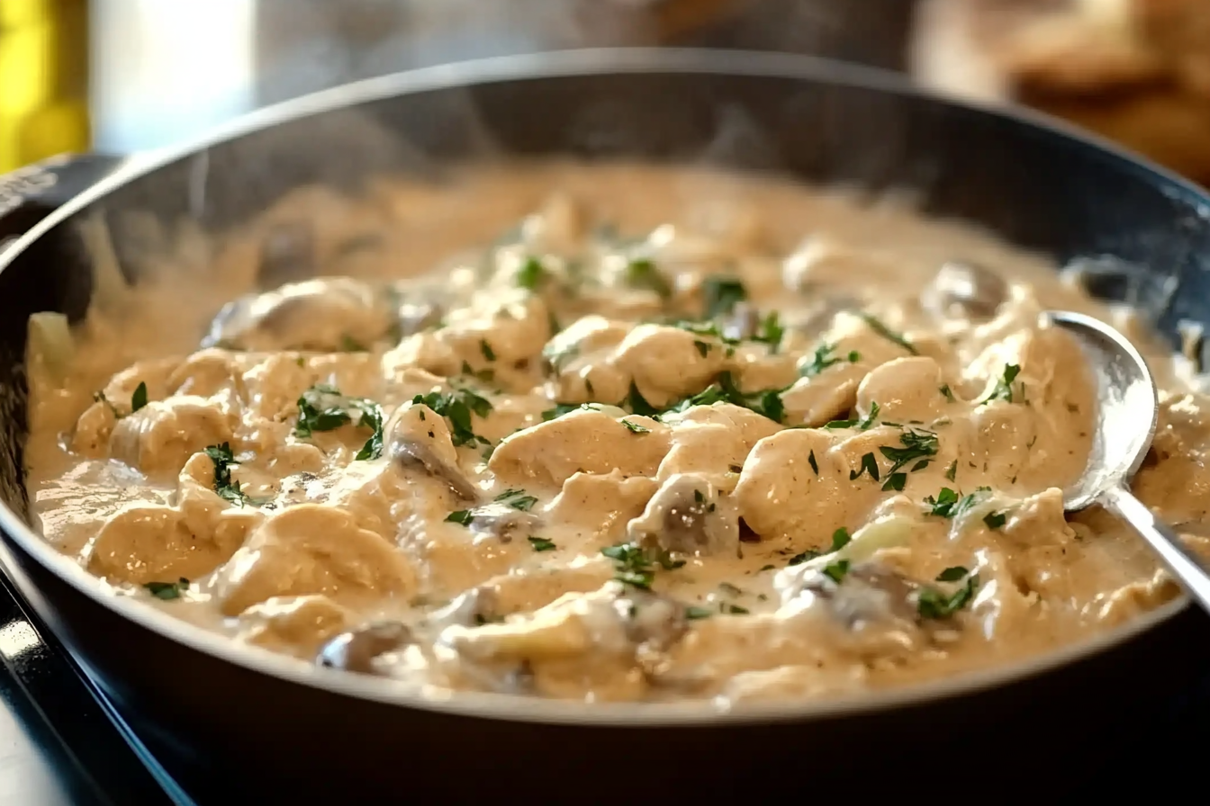 Strogonoff de pollo cremoso