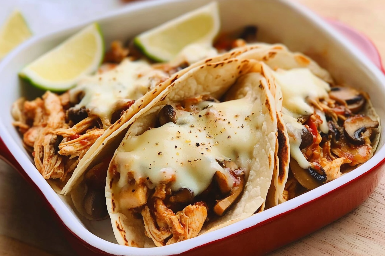 Tacos de pollo y champiñones