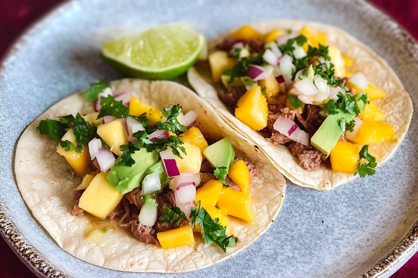 Tacos de ternera con mango