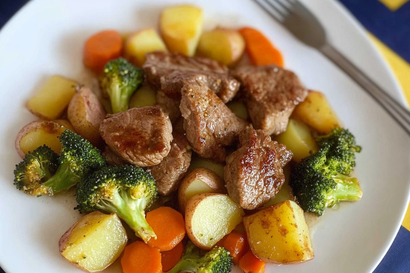 Ternera con brócoli y zanahoria