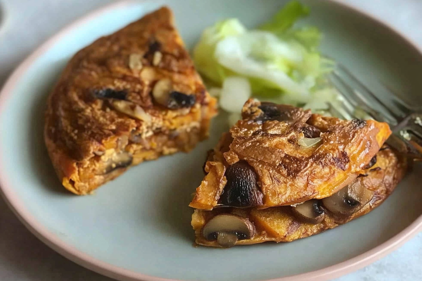 Tortilla de batata y champiñones