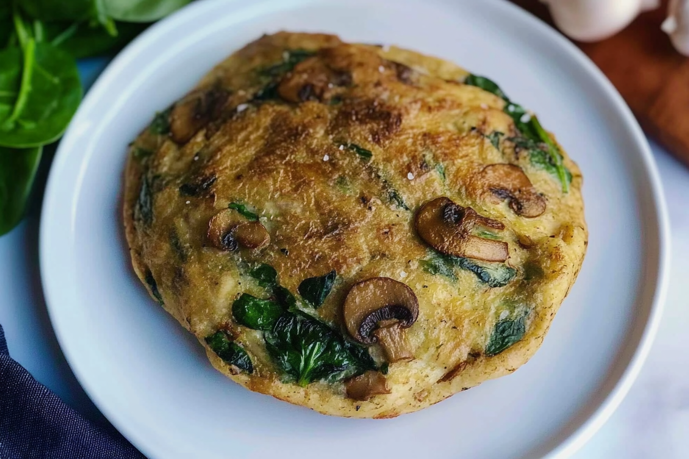 Tortilla de champiñones y espinacas