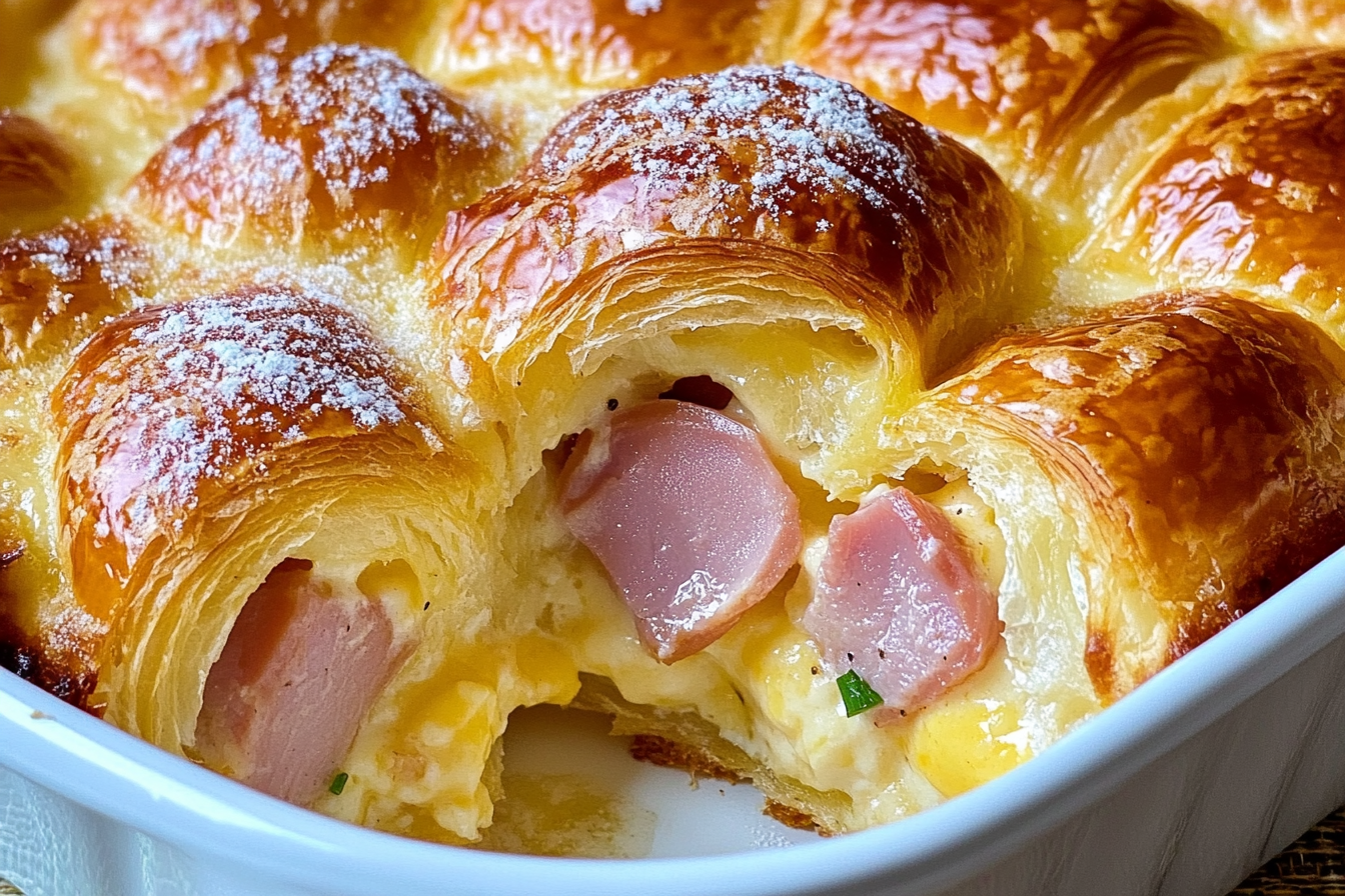 Cazuela de croissant y jamón