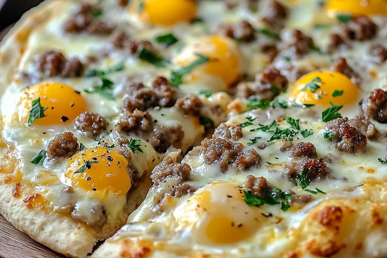 Pizza de desayuno con salchichas