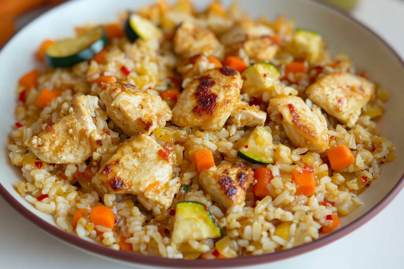 Arroz con pollo y verduras