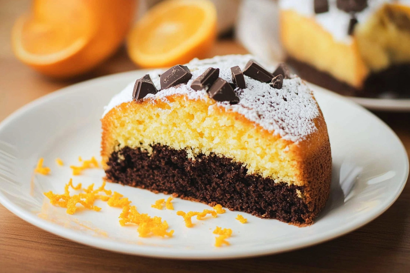 Bizcocho de naranja y chocolate
