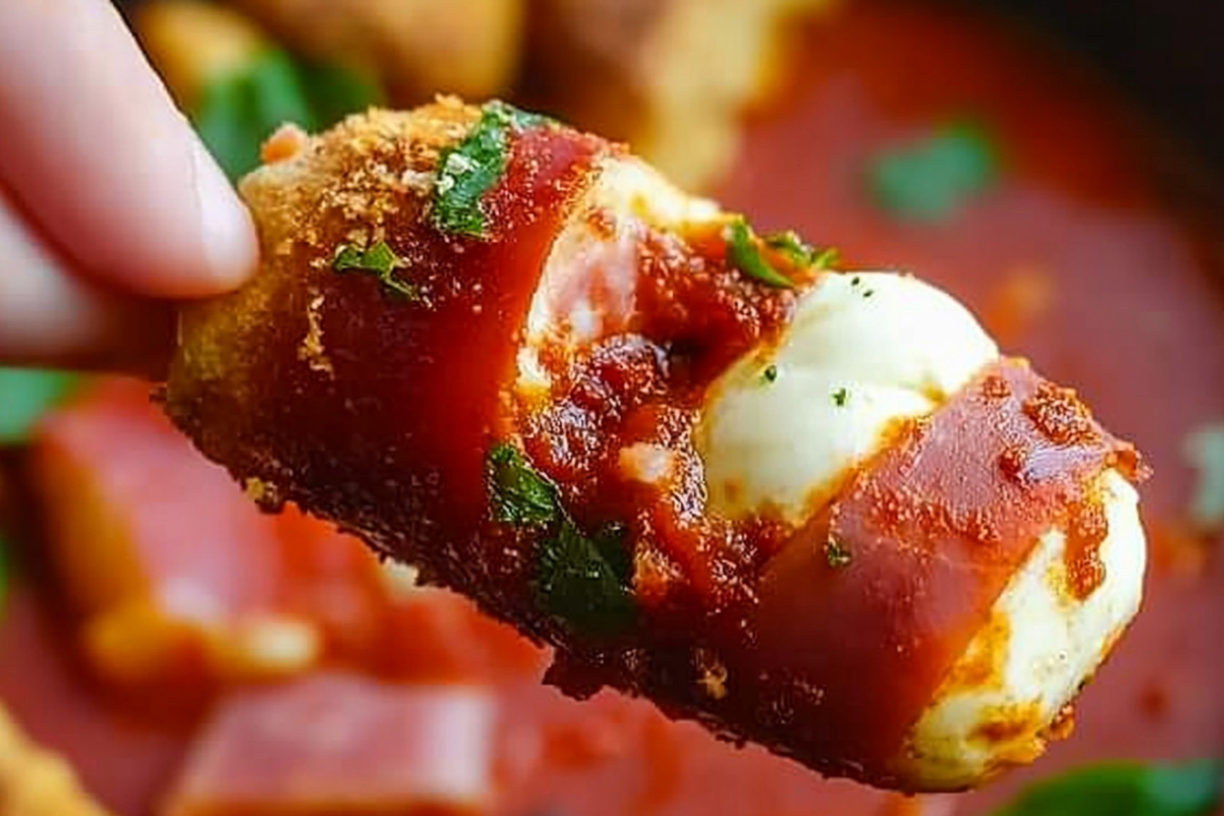 Bolas de mozzarella envueltas en jamón