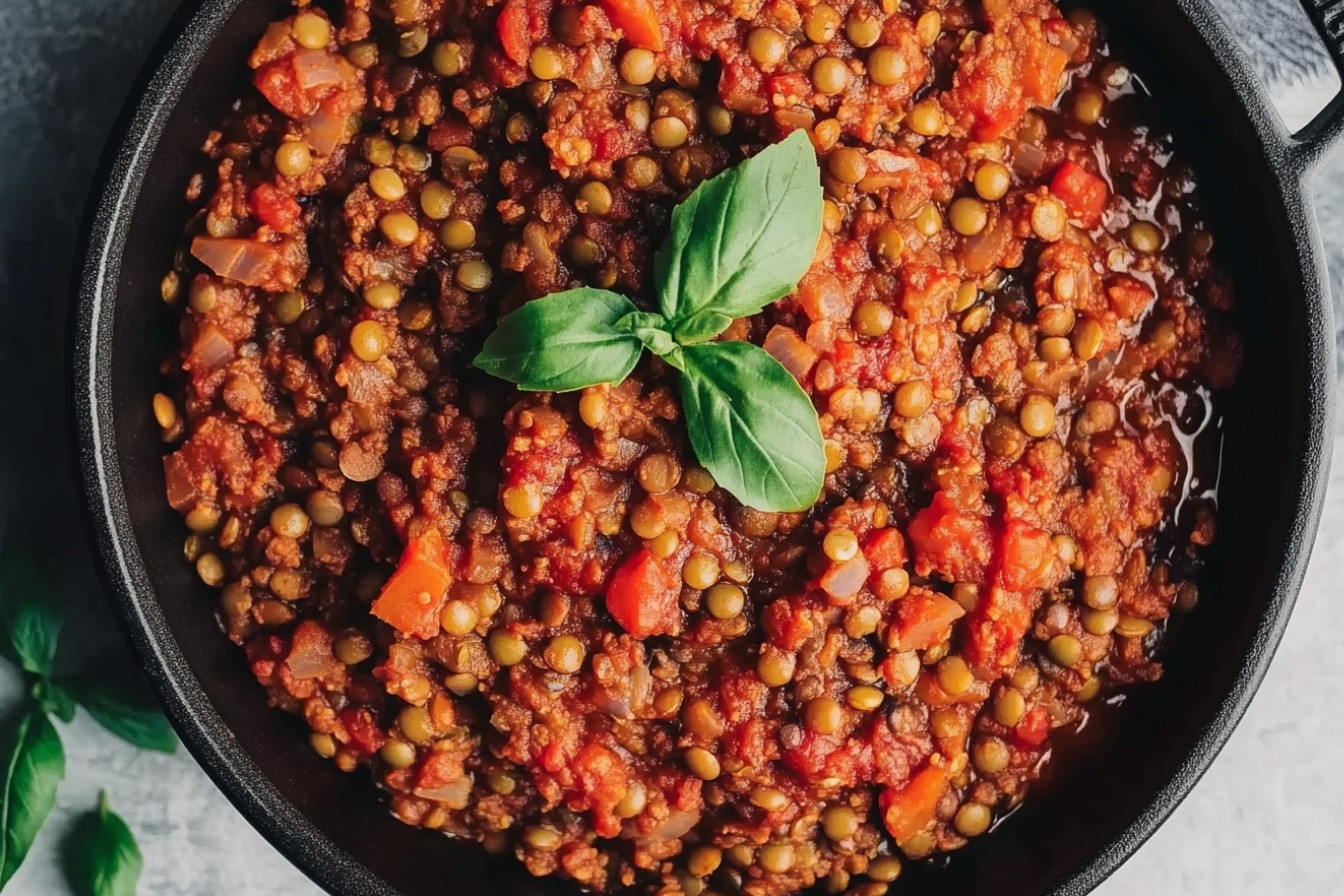Boloñesa de lentejas vegana