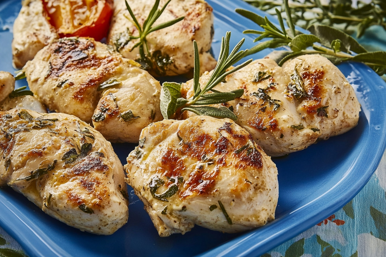 Brocheta de pollo marinada