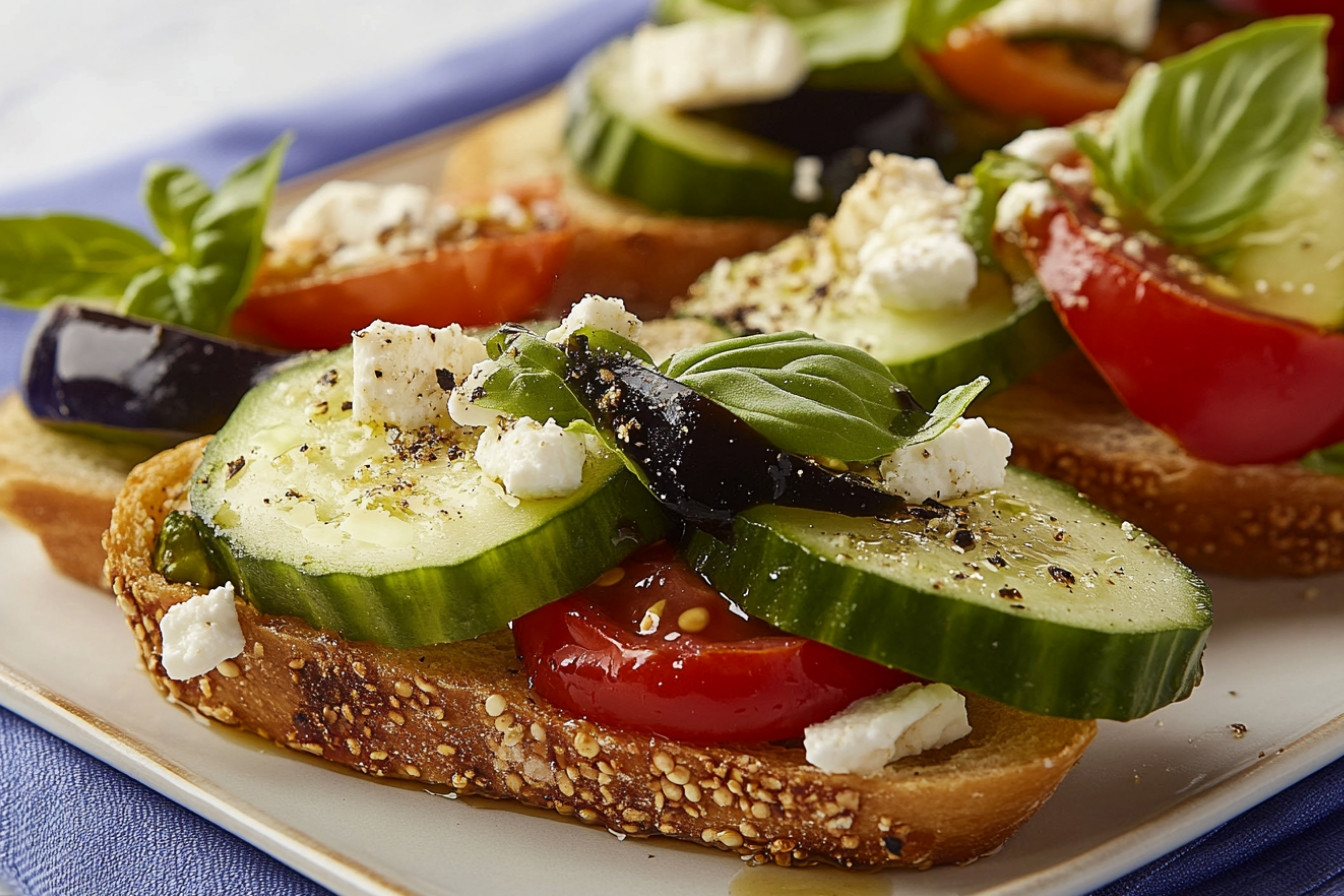 Bruschetta saludable con queso feta