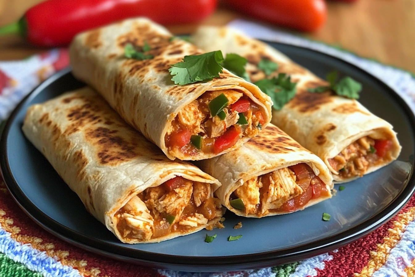 Burritos de pollo y pimientos