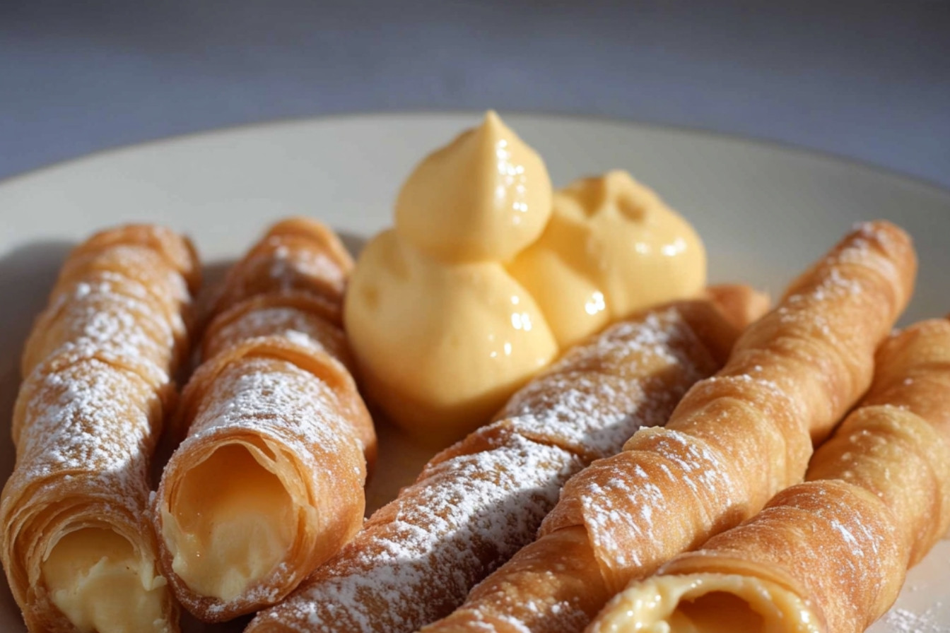 Cańas fritas rellenas de crema