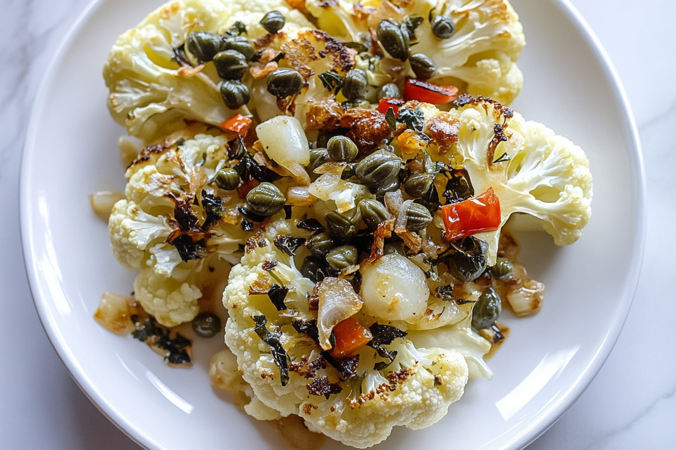 Coliflor con mantequilla y alcaparras