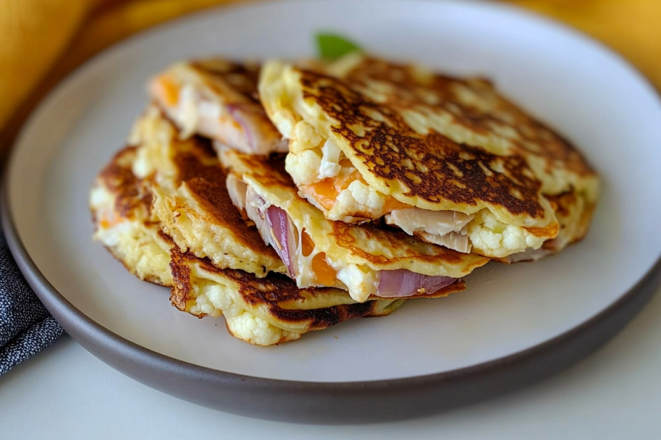 Crepes de coliflor rellenas