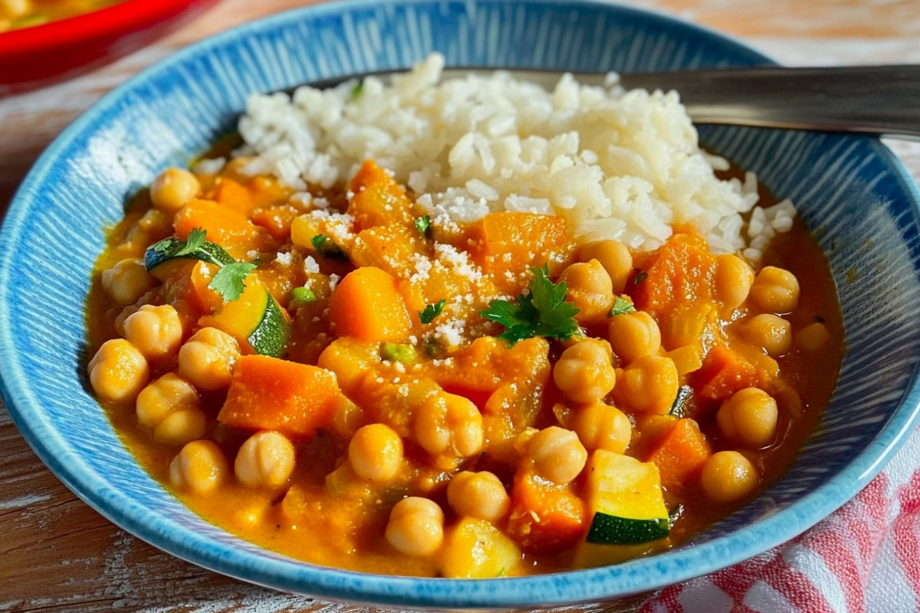 Curry de garbanzos y calabacín