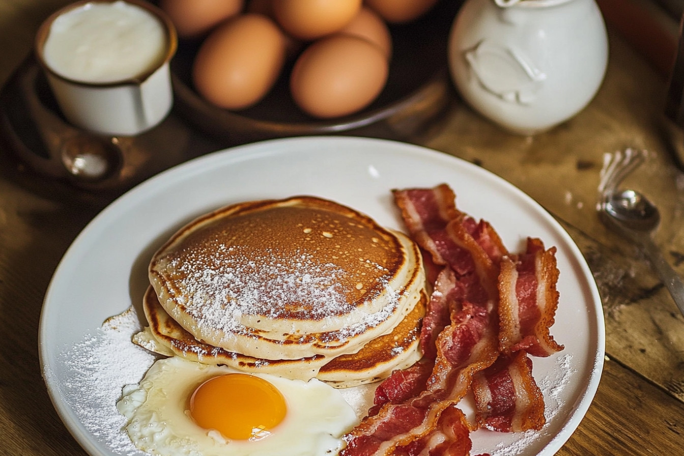 Desayuno americano con pancakes