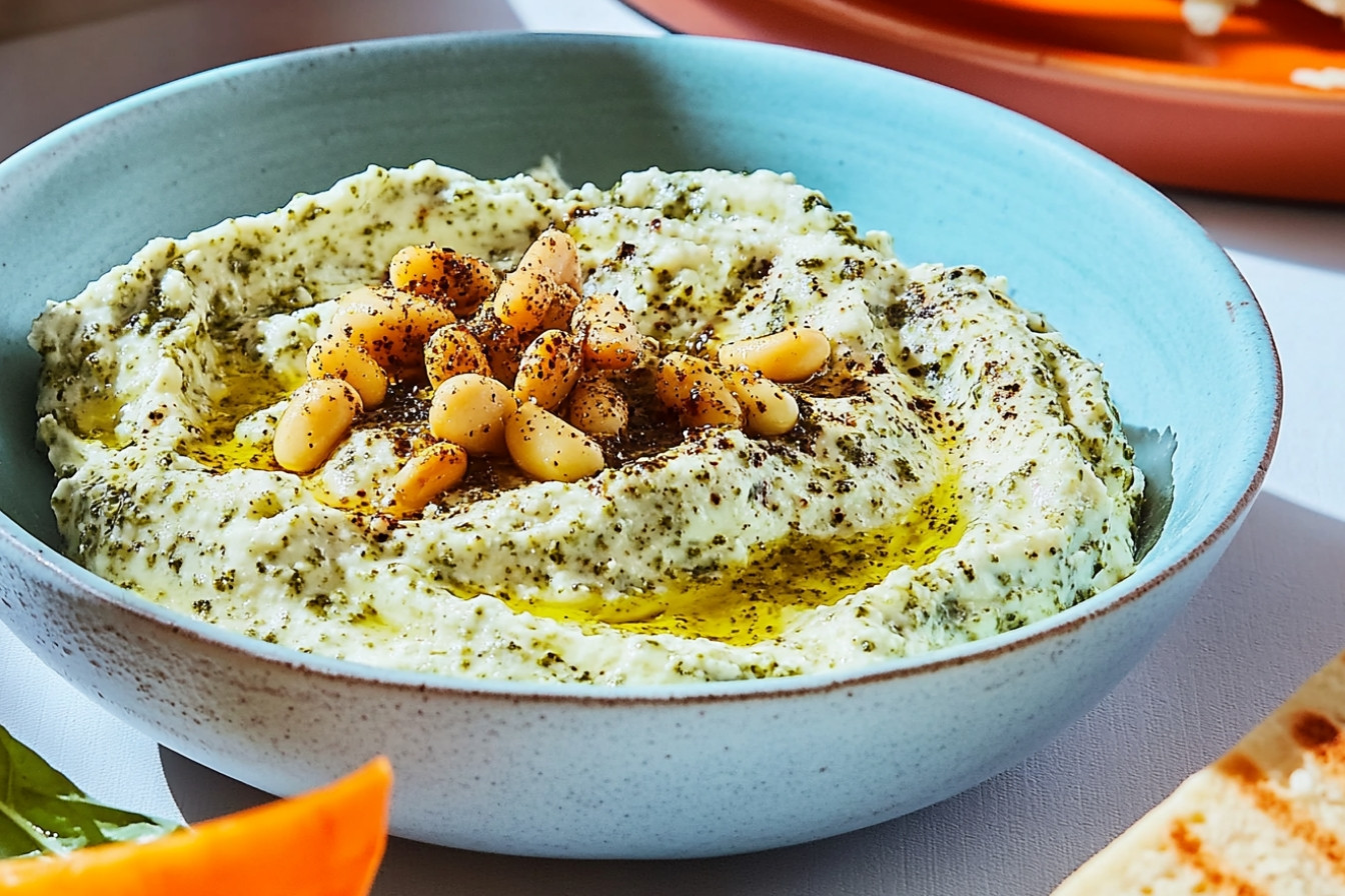 Dip de yogur griego al pesto