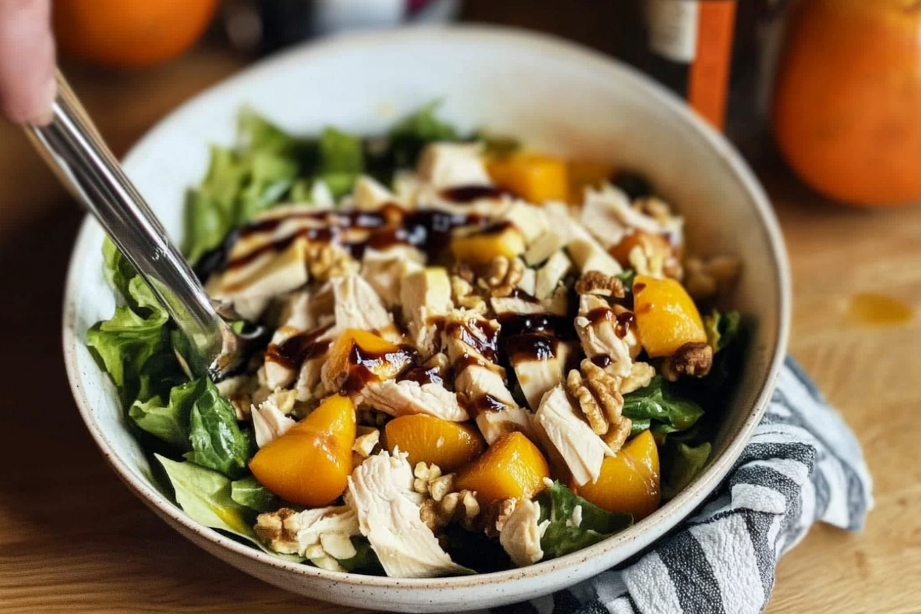 Ensalada de pollo con caqui
