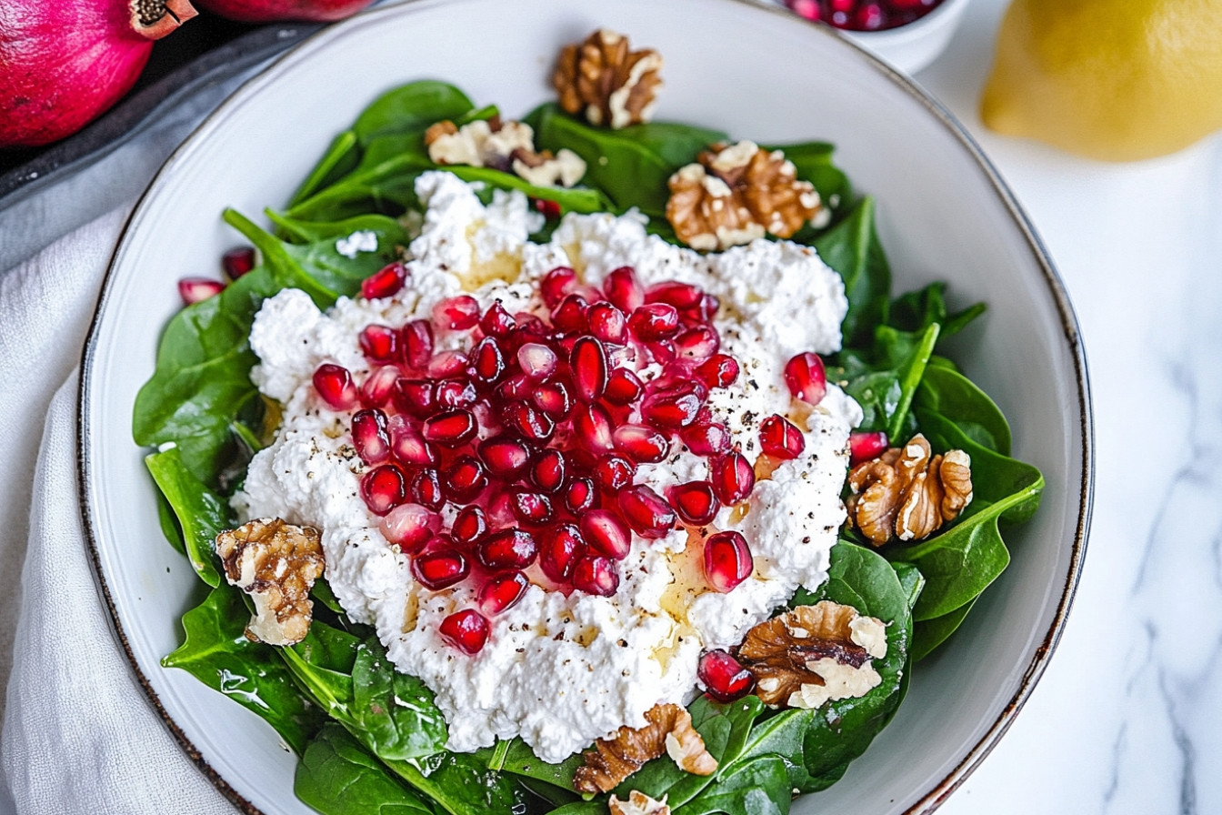 Ensalada de granada y requesón