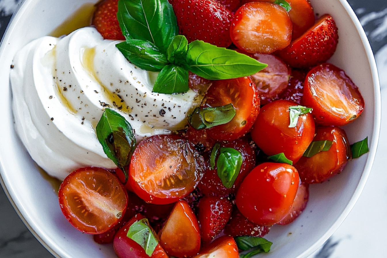 Ensalada de tomate y fresas